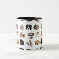 Cute Dog Face Illustration Pattern