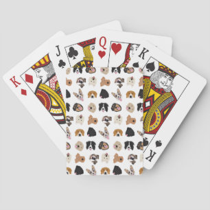 Cute Dog Face Illustration Pattern Playing Cards