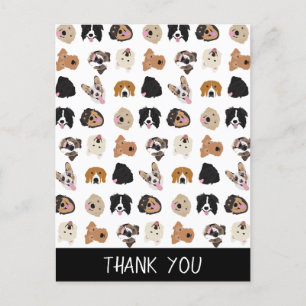Cute Dog Face Illustration Pattern Postcard