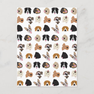 Cute Dog Face Illustration Pattern Postcard