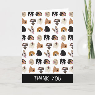Cute Dog Face Illustration Pattern Thank You Card