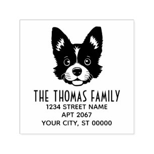 Cute Dog Face Name Return Address Self-inking Stamp