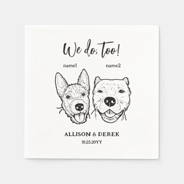 Cute Dog Face Pit Bull Terrier We Do Too Wedding  Napkin (Front)