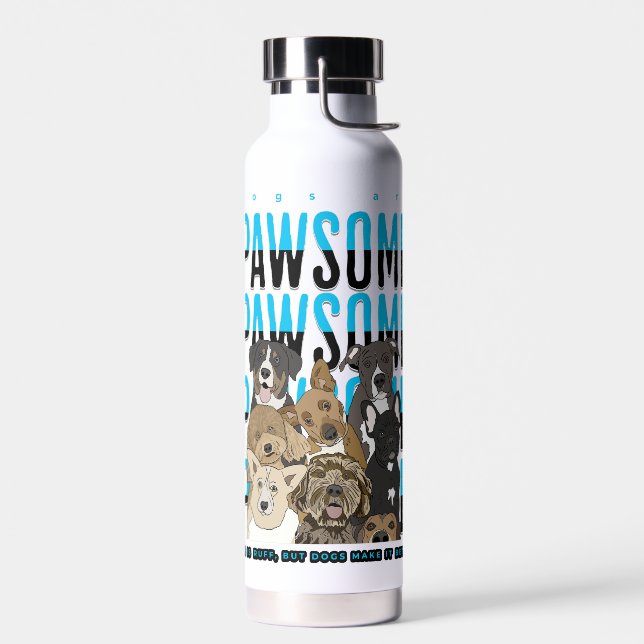 Cute Dog Faces | Dog Lover Pun Water Bottle (Left)