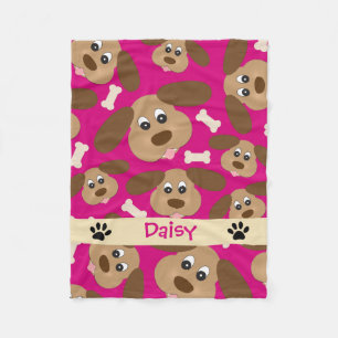 Cute Dog Faces Personalised Dog Fleece Blanket