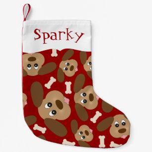 Cute Dog Faces Personalised Small Christmas Stocking