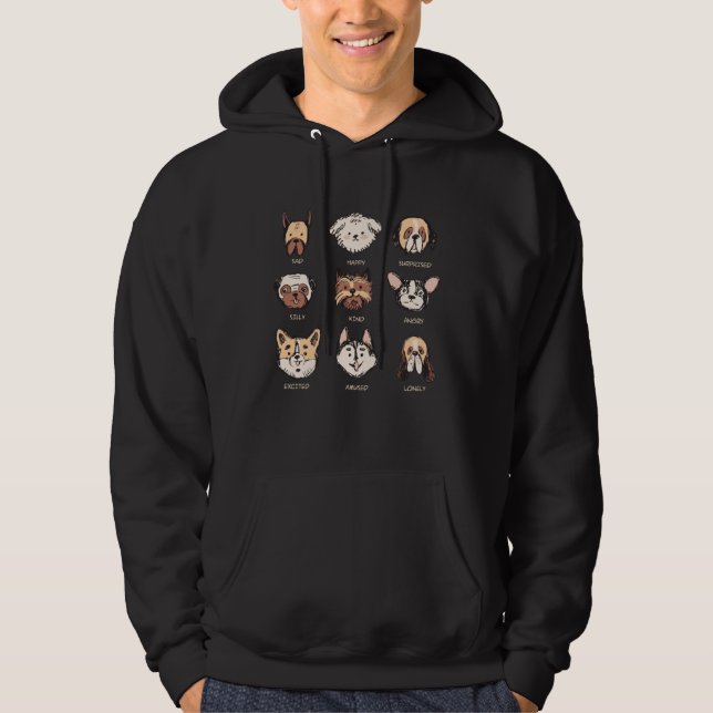 Cute Dog Faces  Pug Frenchie Husky Boxer Terrier Hoodie (Front)