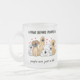 Cute Dog Family Group for Dog Moms and Pet Lovers Frosted Glass Coffee Mug