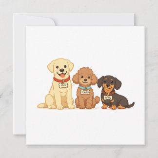 Cute Dog Family Vector Illustration Thank You Card