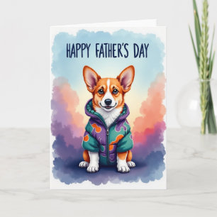 Cute Dog Fathers Day Puffer Jacket Card