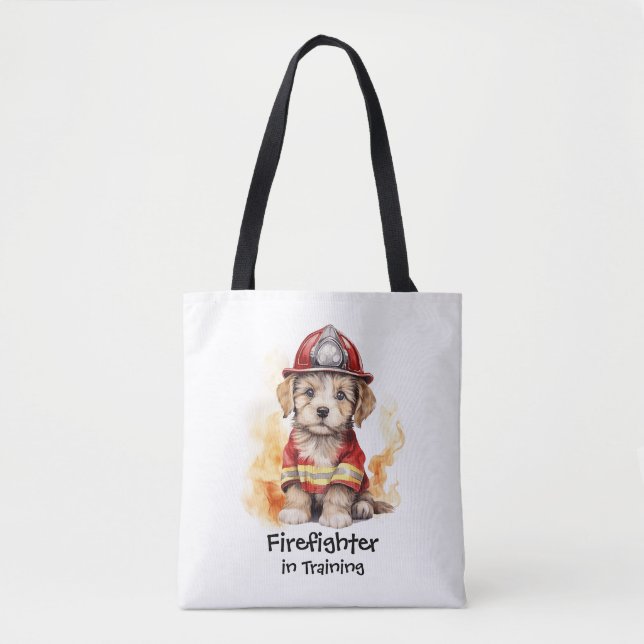 Cute Dog Fireman Suit Firefighter in Training  Tote Bag (Front)