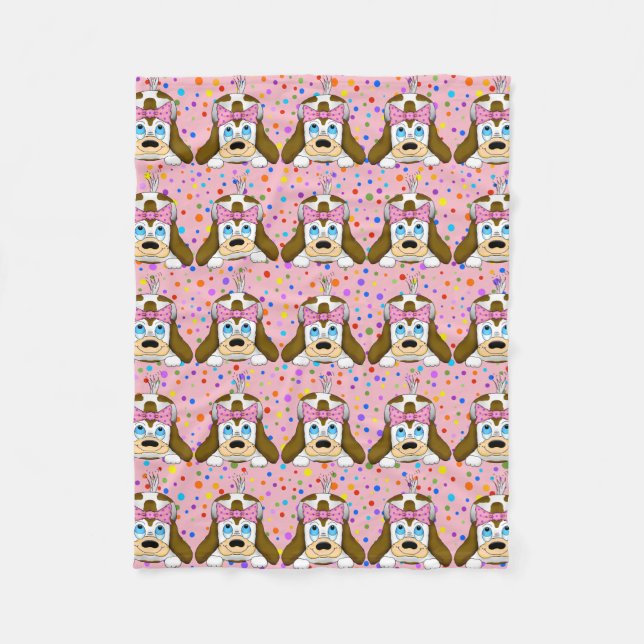Cute Dog Fleece Blanket (Front)