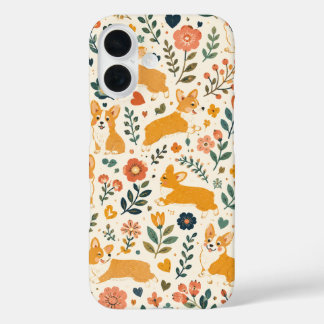 Cute Dog Folk Art Whimsical Hand iPhone 16 Case