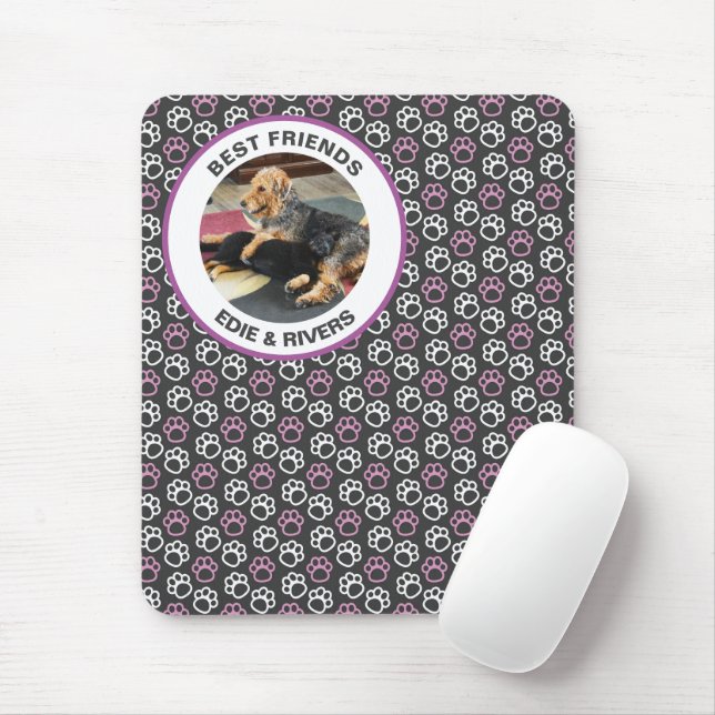 Cute Dog Foot Prints Mousepad (With Mouse)