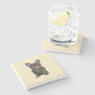 Cute dog, French bulldog Stone Coaster