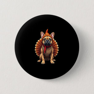 Cute Dog Frenchie Thanksgiving Kids Teen Girl Boy  6 Cm Round Badge