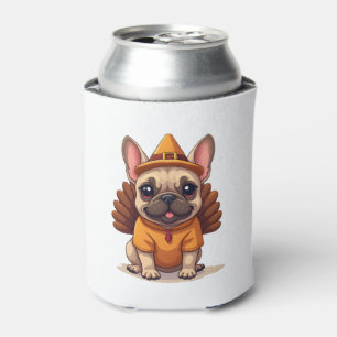 Cute Dog Frenchie Thanksgiving Kids Teen Girl Boy  Can Cooler