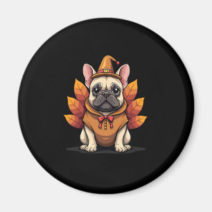 Cute Dog Frenchie Thanksgiving Kids Teen Girl Boy Magnet