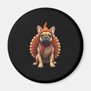 Cute Dog Frenchie Thanksgiving Kids Teen Girl Boy Magnet
