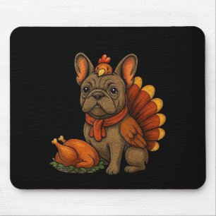 Cute Dog Frenchie Thanksgiving Kids Teen Girl Boy Mouse Mat