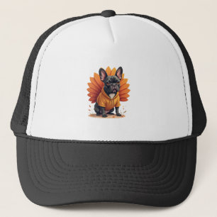 Cute Dog Frenchie Thanksgiving Kids Teen Girl Boy  Trucker Hat
