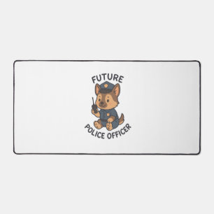 Cute Dog Future Police Officer Theme Desk Mat