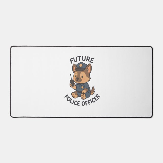Cute Dog Future Police Officer Theme Desk Mat (Front)