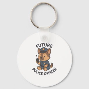Cute Dog Future Police Officer Theme Key Ring