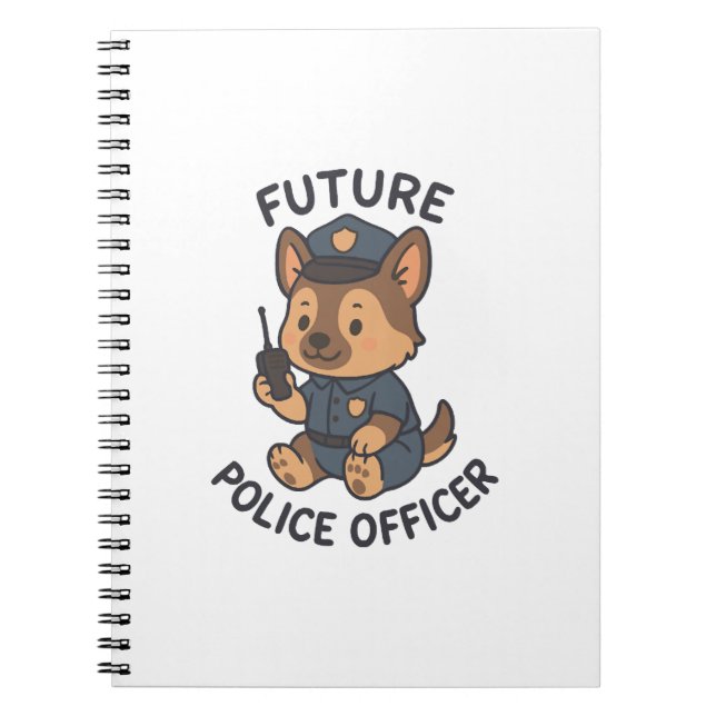 Cute Dog Future Police Officer Theme Notebook (Front)