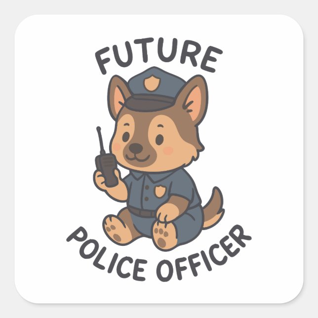 Cute Dog Future Police Officer Theme Square Sticker (Front)