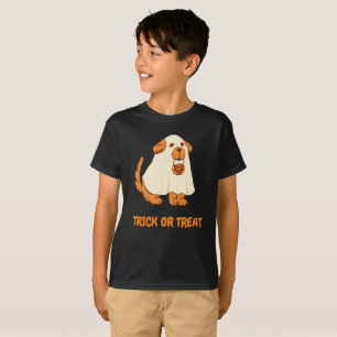 Cute Dog Ghost Funny Halloween Party Black Orange T-Shirt