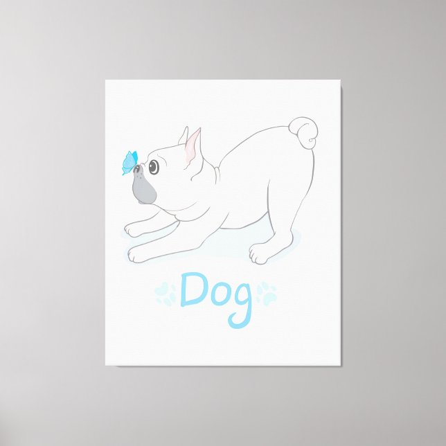Cute Dog Gift | Funny Dog With Butterfly Canvas Print (Front)