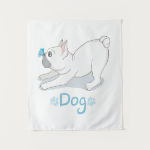 Cute Dog Gift Funny Dog With Butterfly Tapestry