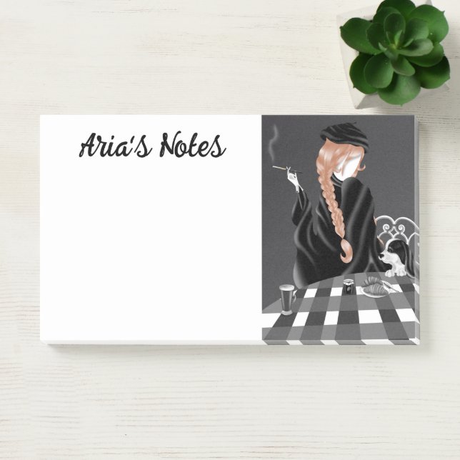 Cute Dog & Girl at Café in Paris  Notes (Office)