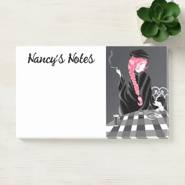 Cute Dog & Girl at Café in Paris  Notes (Office)