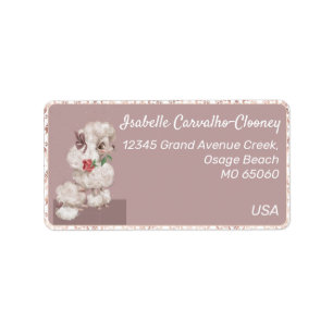 Cute dog girl heart and rose romantic custom label