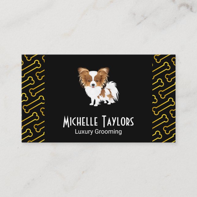 Cute Dog | Gold Bones Business Card (Front)