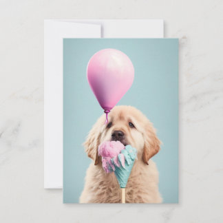 Cute Dog Golden Retriever Flat Greeting Card
