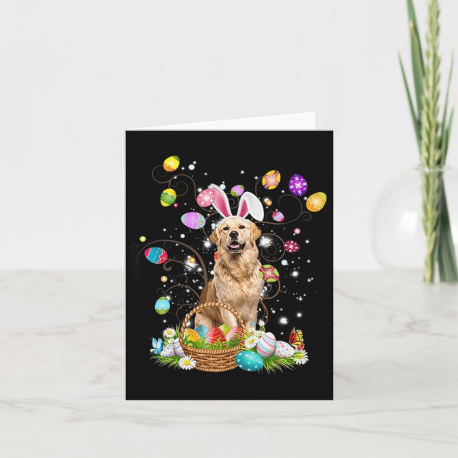 Cute Dog Golden Retriever Fun Easter Day Egg Hunti Card (Front)