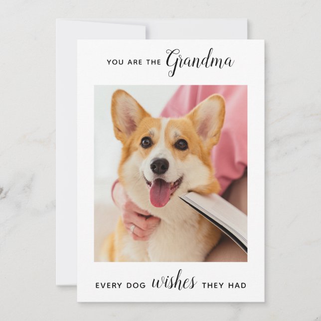 Cute Dog Grandma Personalised Pet Photo Birthday Holiday Card (Front)