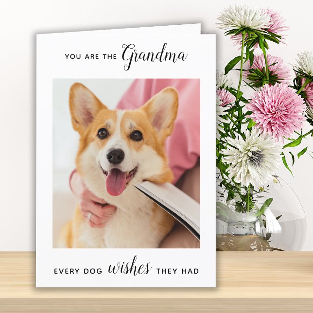 Cute Dog Grandma Personalised Pet Photo Birthday  Holiday Card (Creator Uploaded)