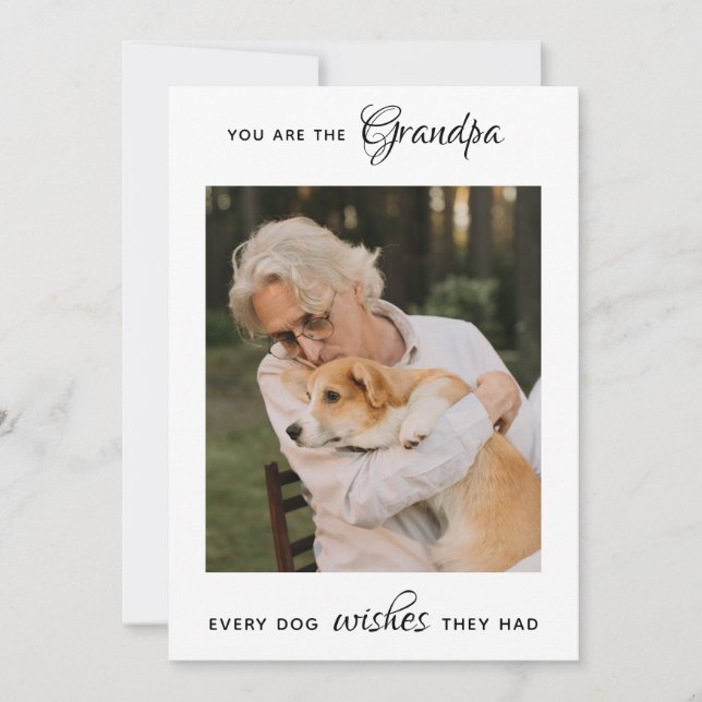 Cute Dog Grandpa Personalise Pet Photo Fathers Day Holiday Card (Front)