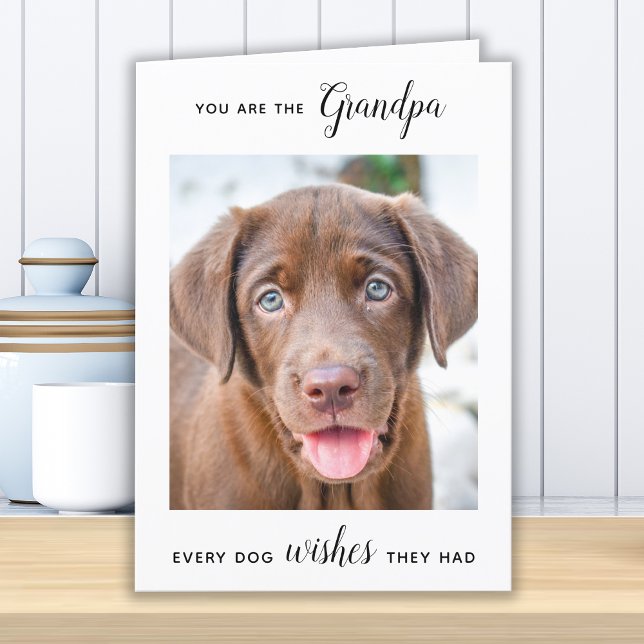 Cute Dog Grandpa Personalised Pet Photo Birthday Holiday Card (Creator Uploaded)