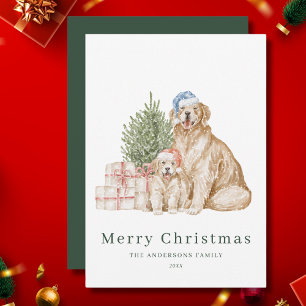 Cute dog greenery Christmas Holiday Card