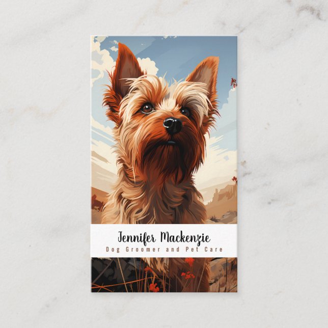Cute Dog Groomer Grooming Service Pet Care  Business Card (Front)