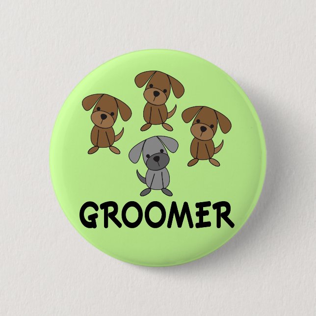 Cute Dog Groomer Occupation Gift 6 Cm Round Badge (Front)