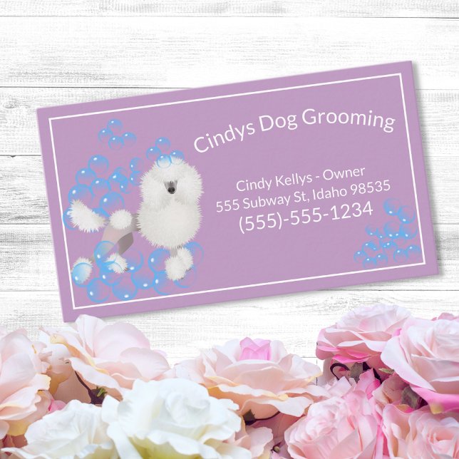 Cute Dog Grooming Bubbles Business Card (Creator Uploaded)