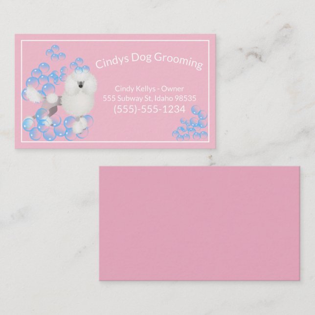 Cute Dog Grooming Bubbles Business Card (Front/Back)