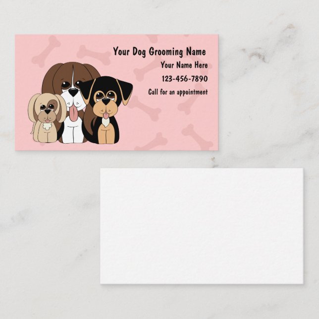 Cute Dog Grooming Business Cards (Front/Back)