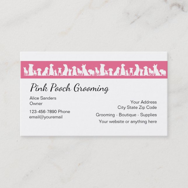 Cute Dog Grooming Business Cards (Front)